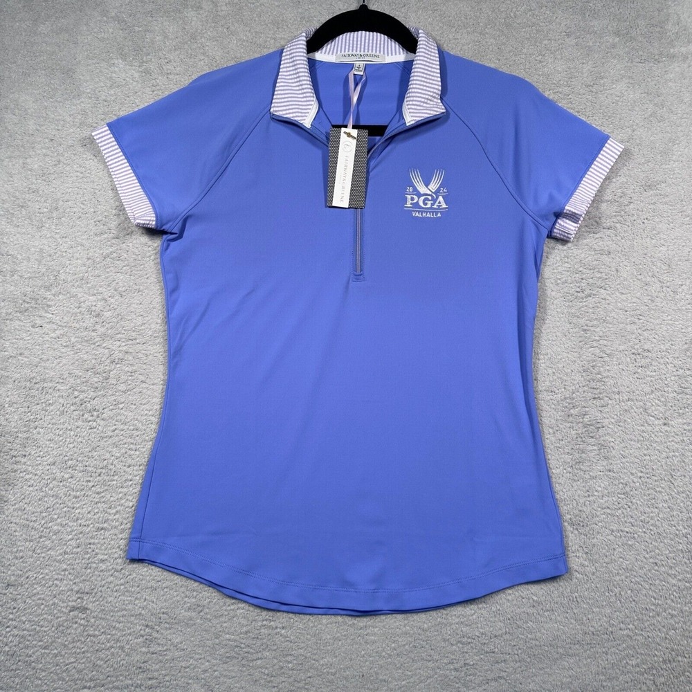 Fairway & Greene Polo Womens Small Blue Zip Mock Neck PGA Valhalla NWT UPF